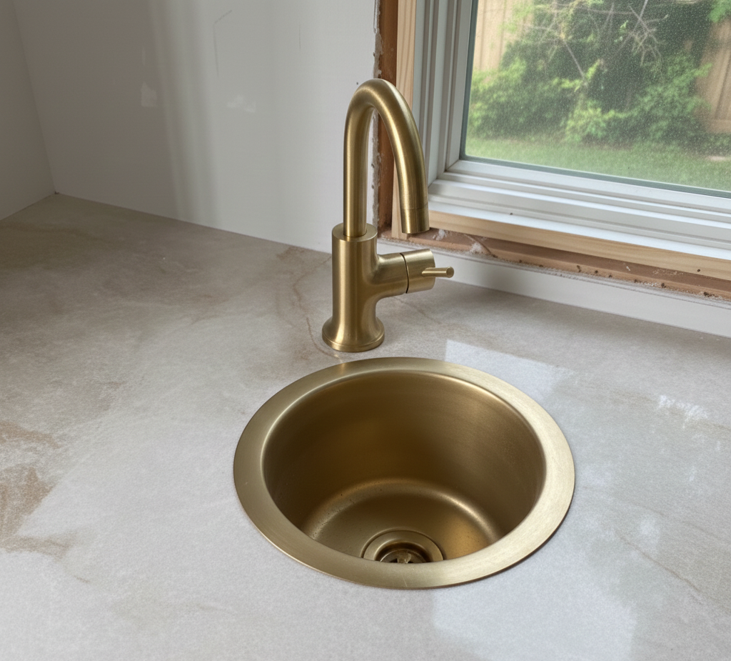 The Aureate Basin: Hand-Hammered Round Vessel in Living Unlacquered Brass