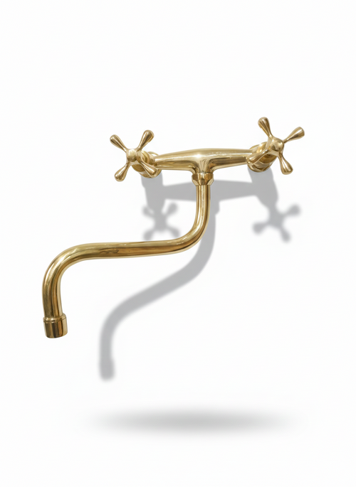 Bespoke Unlacquered Brass Bridge Faucet: The Timeless Kitchen Suite