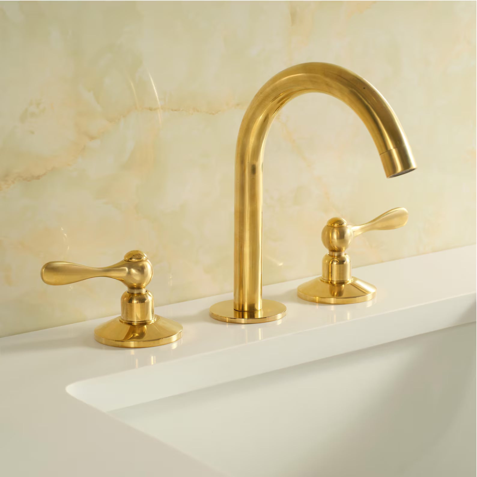 Handcrafted Unlacquered Brass Widespread Faucet – Custom Artisan Sink Tap with Bespoke Handle Options