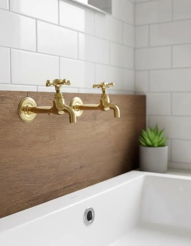 Vintage Style Unlacquered Brass Plain End Wall-Mount Faucet