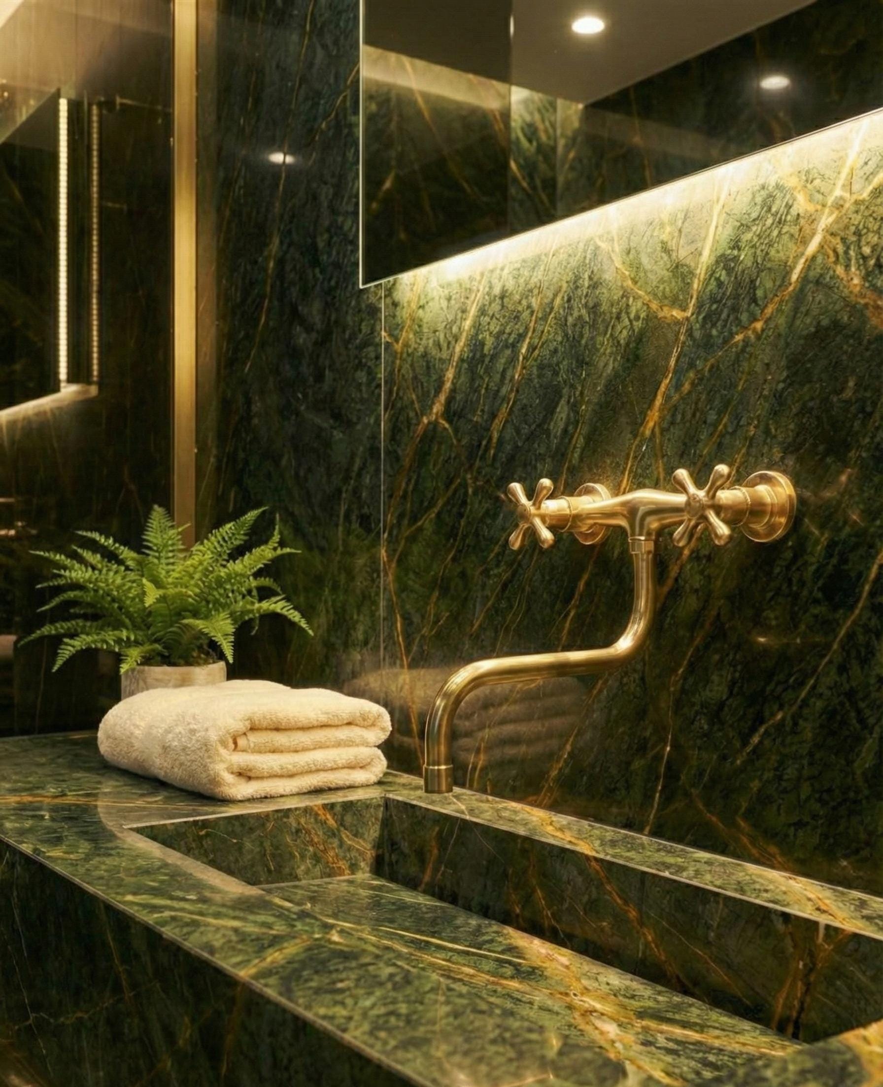 Heritage Wall-Mount Mixer: Adjustable Unlacquered Brass Kitchen Faucet