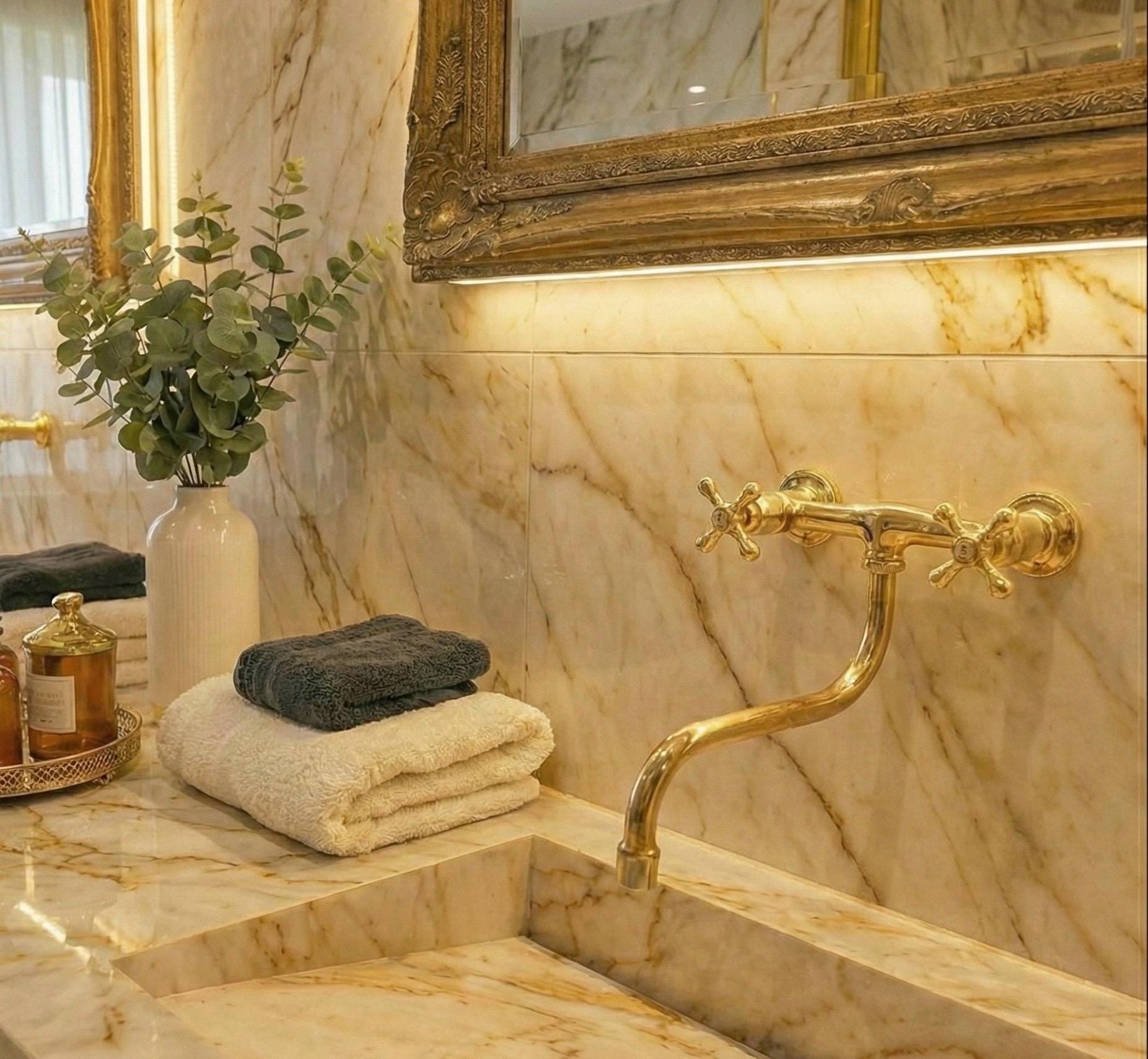 Bespoke Unlacquered Brass Bridge Faucet: The Timeless Kitchen Suite