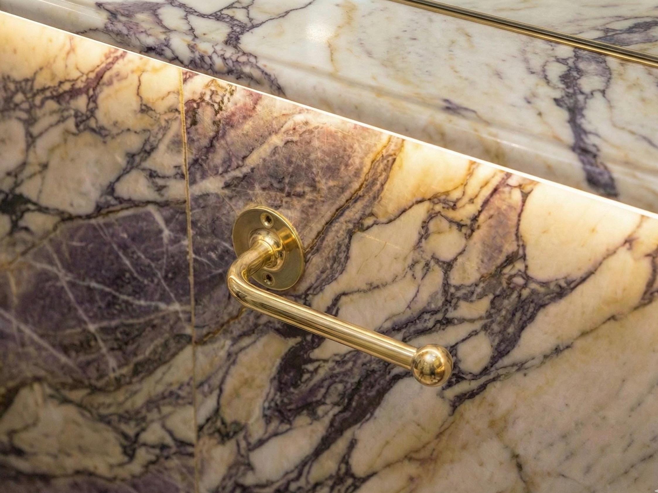 Gold Toilet Paper Holder Wall Mount | Unlacquered Brass Hardware