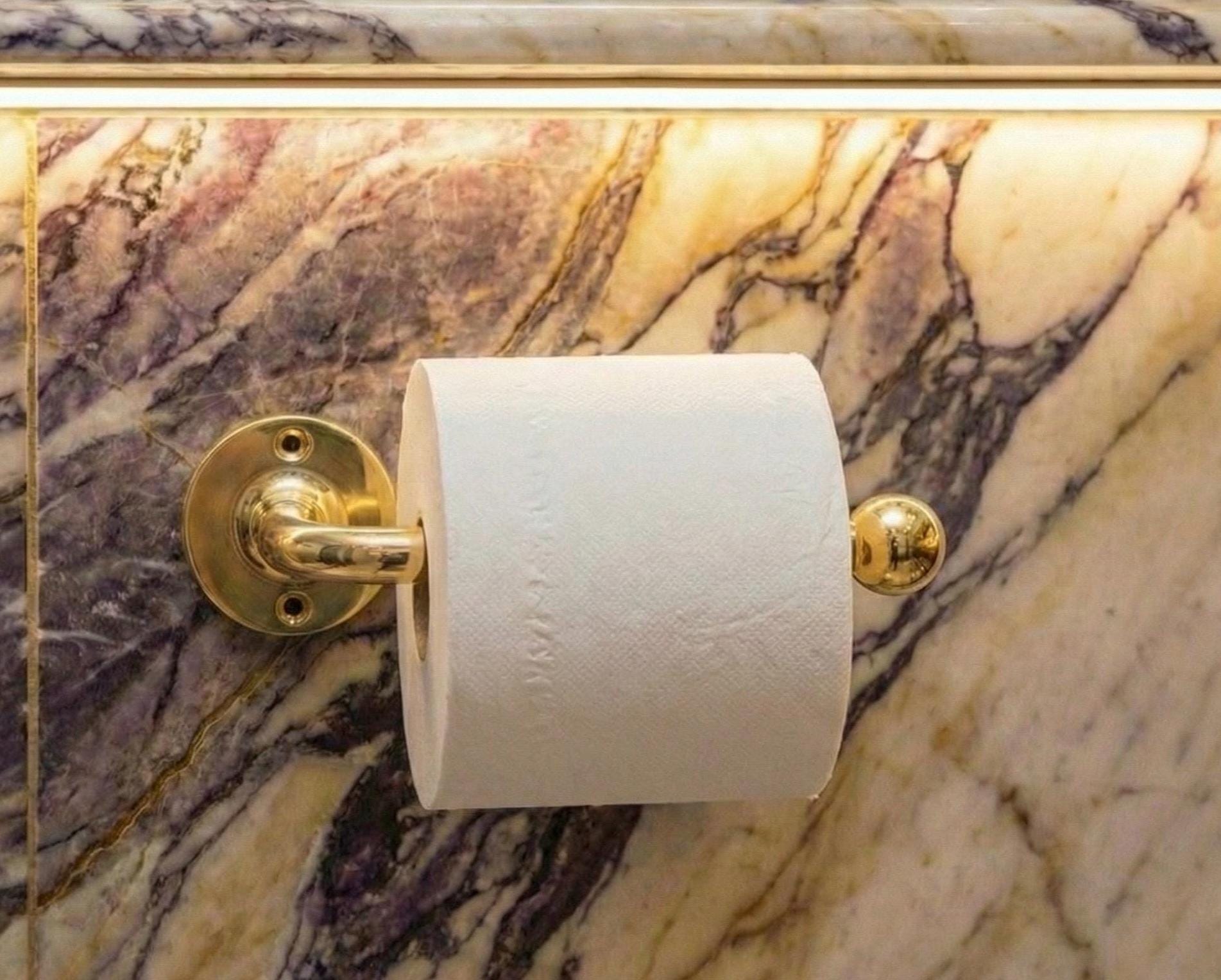 Gold Toilet Paper Holder Wall Mount | Unlacquered Brass Hardware
