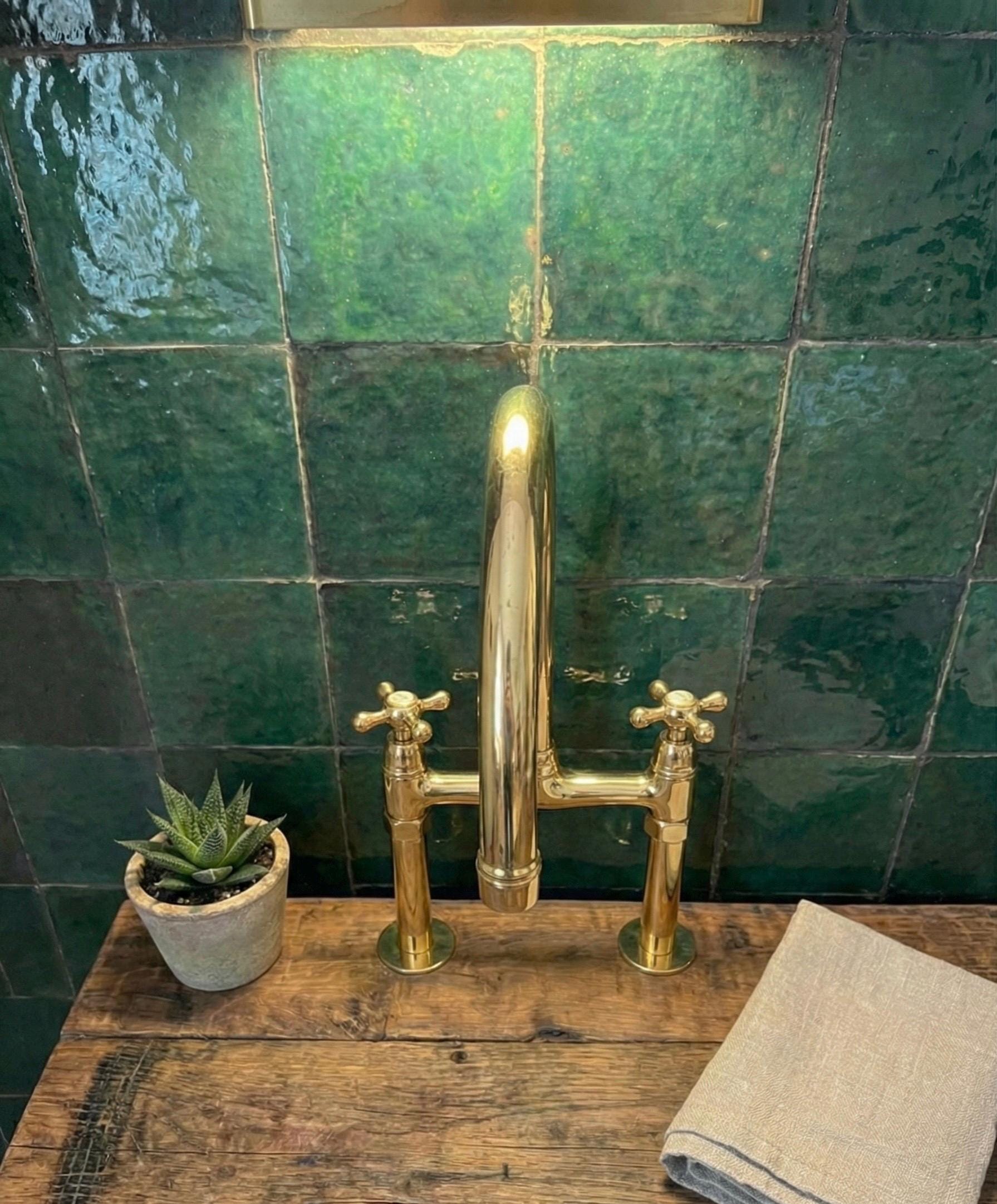 Bespoke Unlacquered Brass Bridge Faucet: The Timeless Culinary Suite