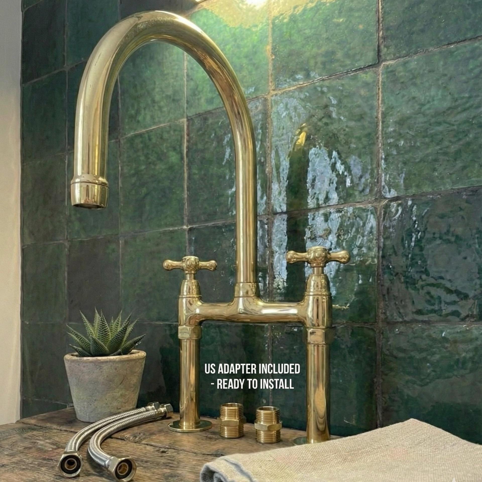 Bespoke Unlacquered Brass Bridge Faucet: The Timeless Culinary Suite