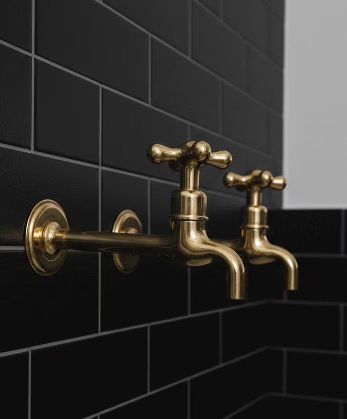 The Meknes Minimalist: Unlacquered Brass Wall Faucet | Living Finish