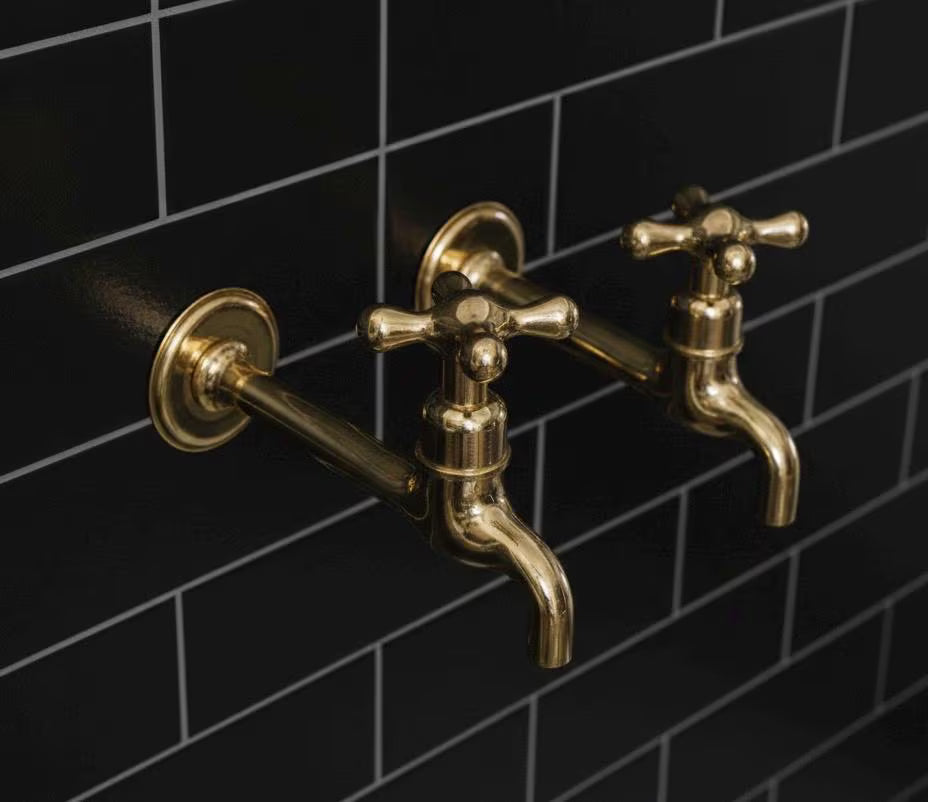 The Meknes Minimalist: Unlacquered Brass Wall Faucet | Living Finish